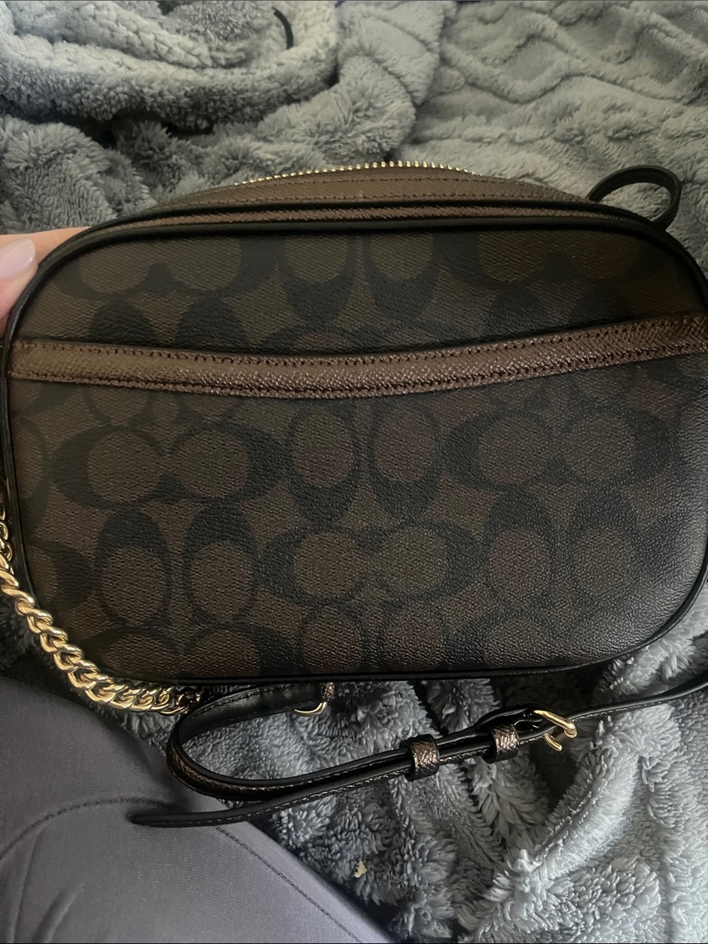 Coach Brown Signature Canvas Crossbody with Gold Logo - Picture 3 of 9